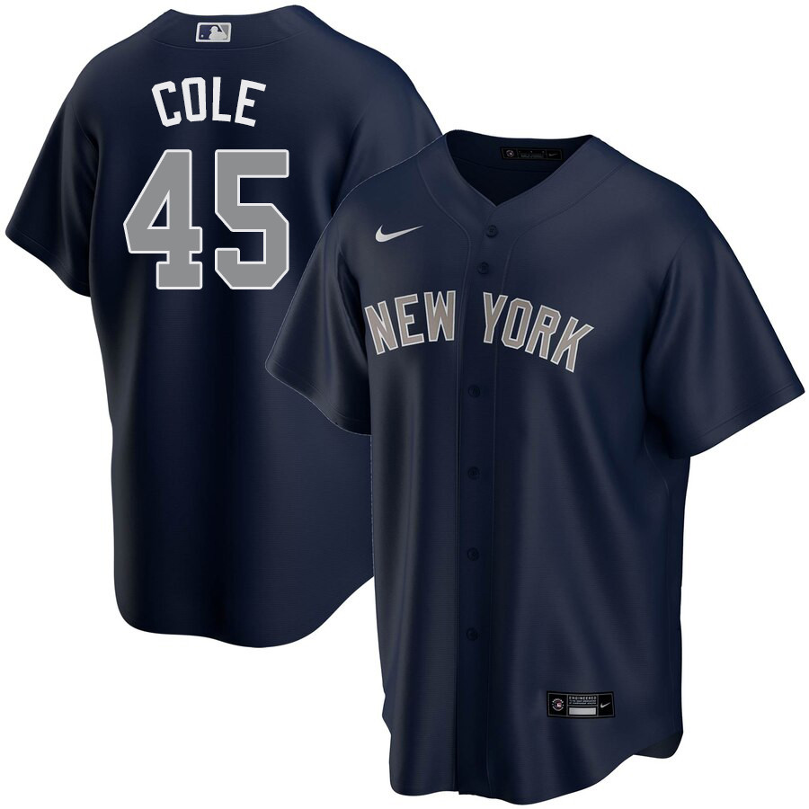 2020 Nike Men #45 Gerrit Cole New York Yankees Baseball Jerseys Sale-Navy